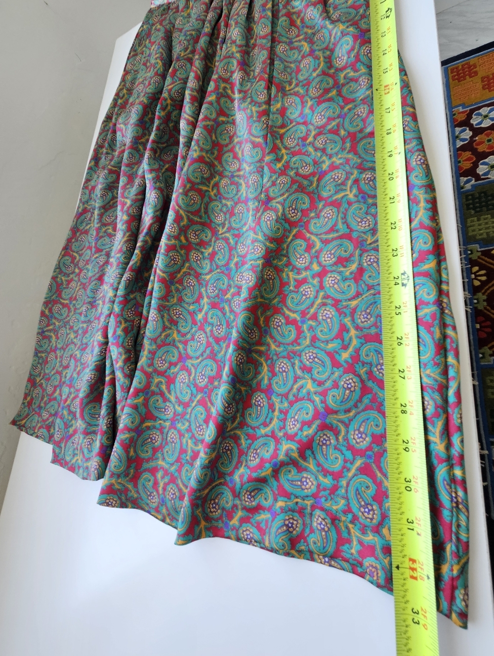 Oscar De La Renta Expressions Vintage  Paisley Print Pleated Long Skirt - Picture 8 of 16